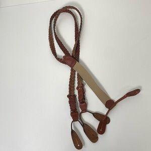 Full Grain Leather Braided Suspenders Made in Turkey One Size?